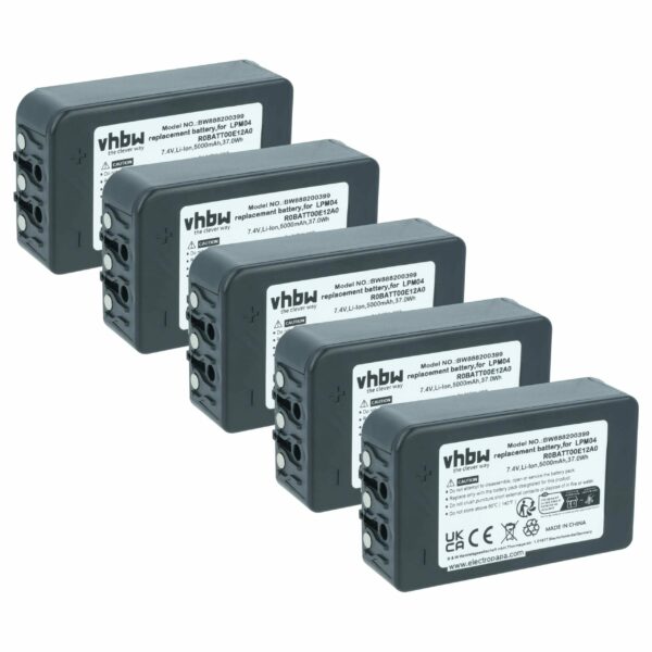 5x Bateria de Substituição vhbw para Comando Remoto Industrial Autec R0BATT00E12A0, LPM04 - 5000 mAh