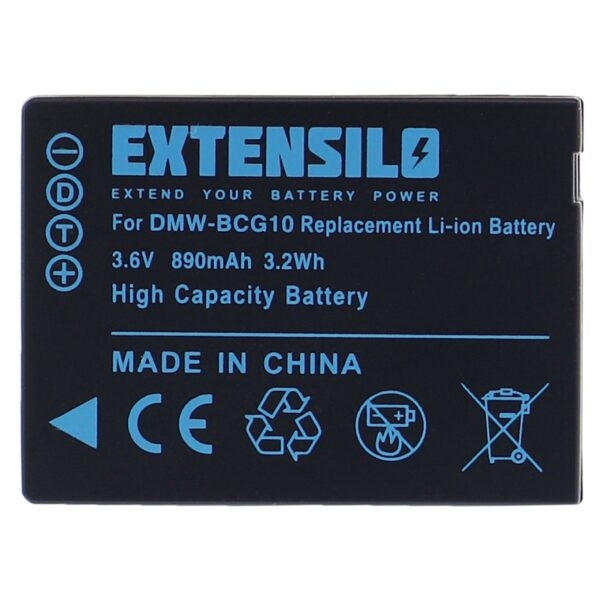 Bateria EXTENSILO para Leica BP-DC7, BP-DC7E - 890mAh, 3.6V, Li-Ion