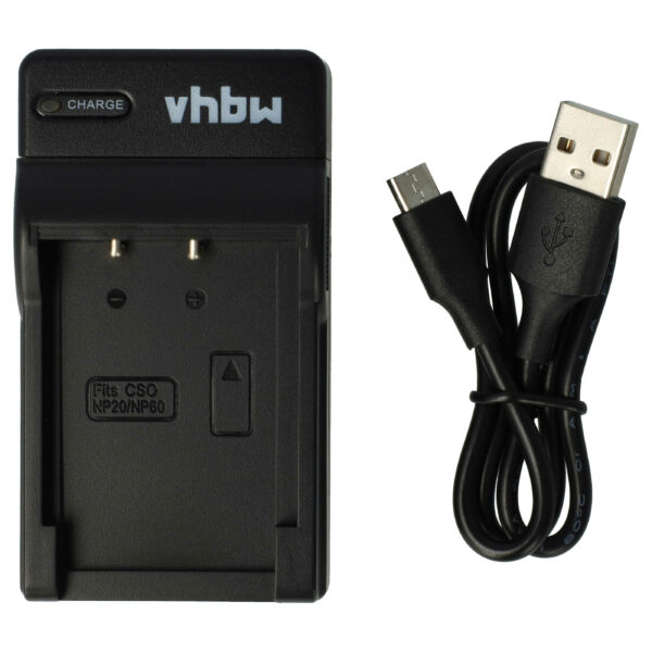Carregador USB-C vhbw com Cabo para Baterias de Câmaras Casio e Easypix (Substitui BC-60L, BC-11L)