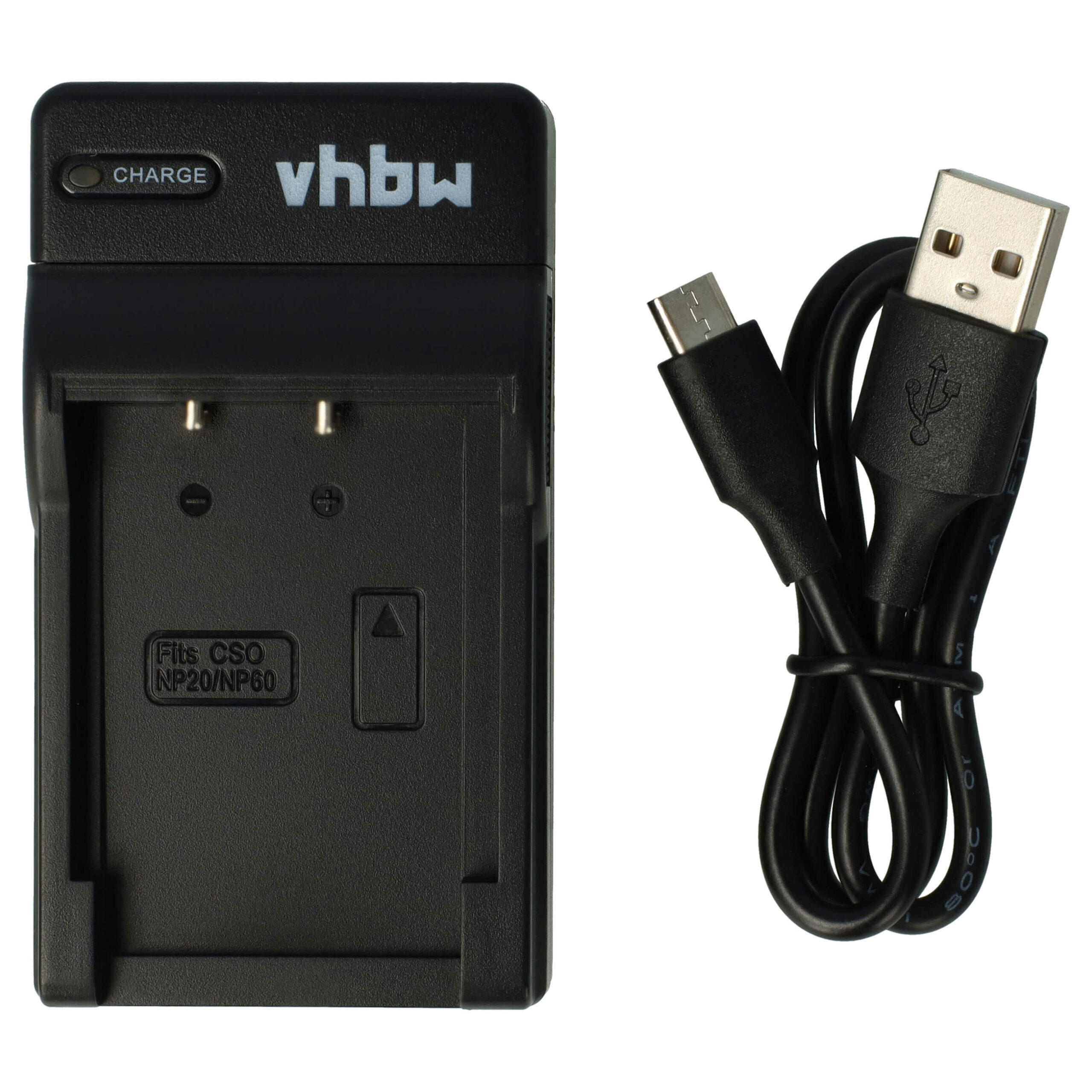 Carregador USB-C vhbw com Cabo para Baterias de Câmaras Casio e Easypix (Substitui BC-60L, BC-11L)