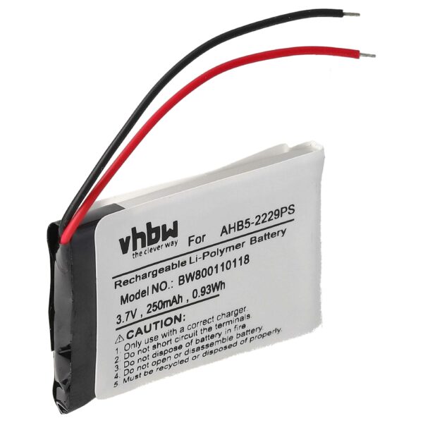 Bateria vhbw para auscultadores sem fios compatível com Jabra AHB5-2229PS - 250 mAh 3.7 V Li-polymer