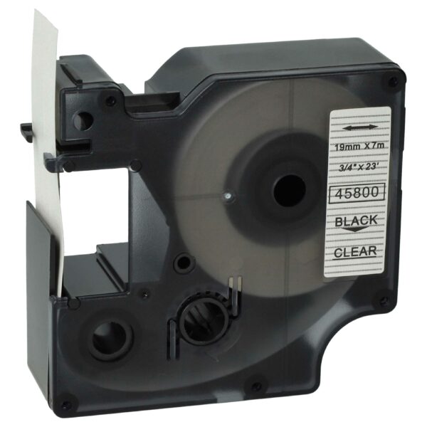 Fita de Etiquetas vhbw para Dymo 45800 / D1 (19 mm, Preto sobre Transparente)