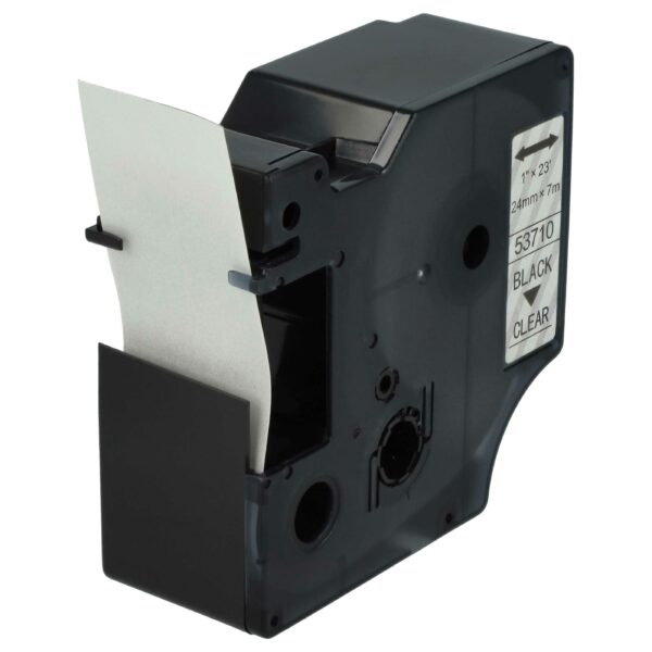 Fita de Etiquetas compatível com Dymo D1 53710 - 24 mm Preto sobre Transparente