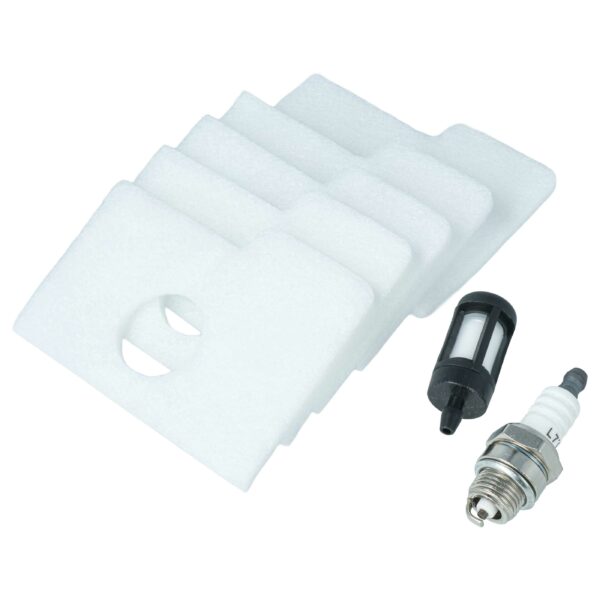 Kit de Manutenção vhbw para Motosserra Stihl MS 180 - 5 Filtros de Ar, Filtro de Combustível e Vela de Ignição