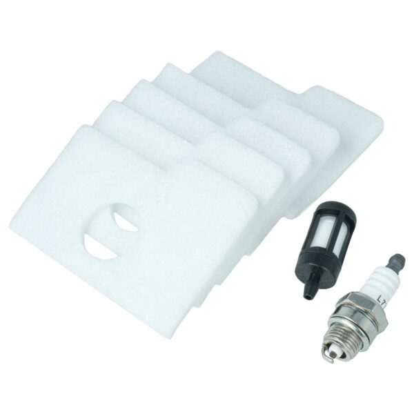 Kit de Manutenção vhbw para Motosserra Stihl MS 180 - 5 Filtros de Ar, Filtro de Combustível e Vela de Ignição