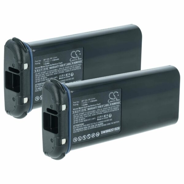 Bateria vhbw 2x para Rádio Icom BP-224, BP-224H - 1100 mAh 7.2 V NiMH