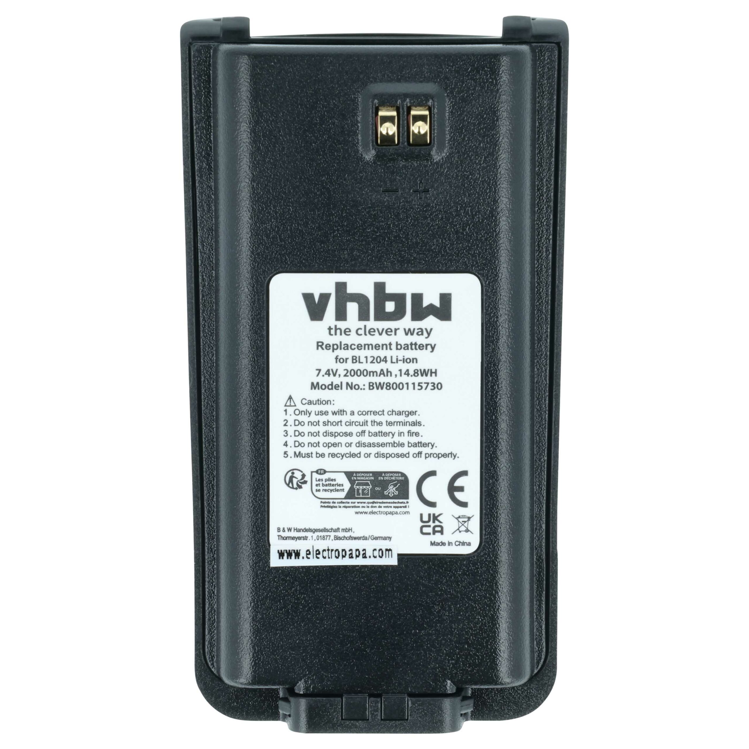 Bateria vhbw 5x para Rádio Hyt/Hytera BL2001, BL1204 - 2000 mAh 7.4V Li-Ion - Image 3