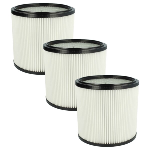 3x Filtro de cartucho vhbw para aspirador Starmix - Poliéster, Preto / Branco
