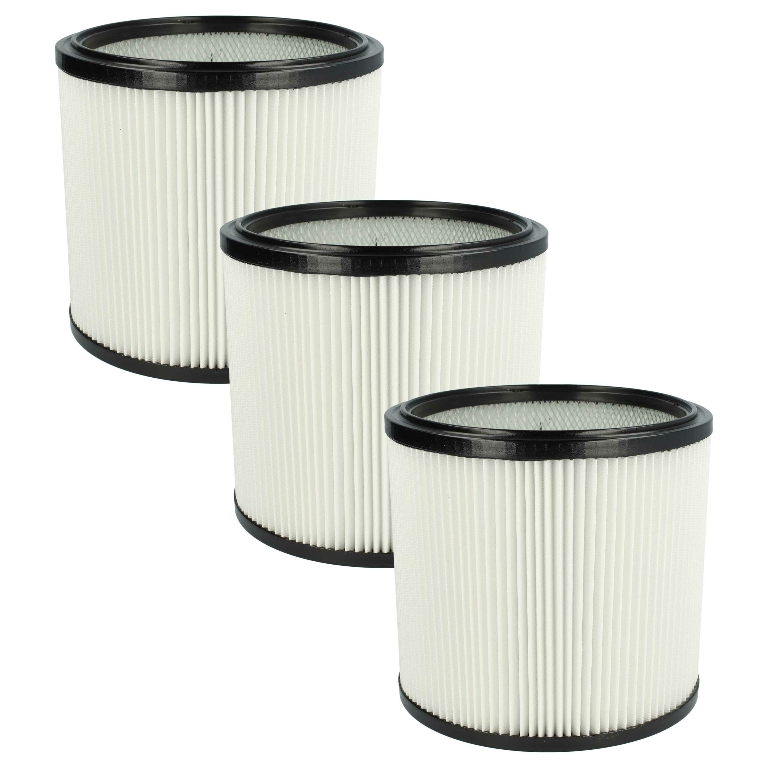 3x Filtro de cartucho vhbw para aspirador Starmix - Poliéster, Preto / Branco