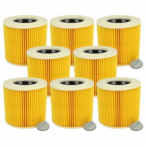 8x Cartucho Filtro vhbw Compatível Kärcher 6.414-789.0 para Aspiradores TackLife, Amarelo/Castanho
