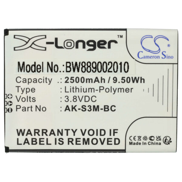 Bateria vhbw para Emporia AK-S3M-BC - 2500 mAh 3.8 V Li-polímero