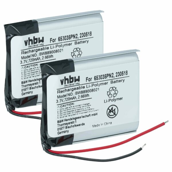 Bateria de Substituição para Auriculares Anker - 2 Unidades 720 mAh 3.7 V Li-Polímero