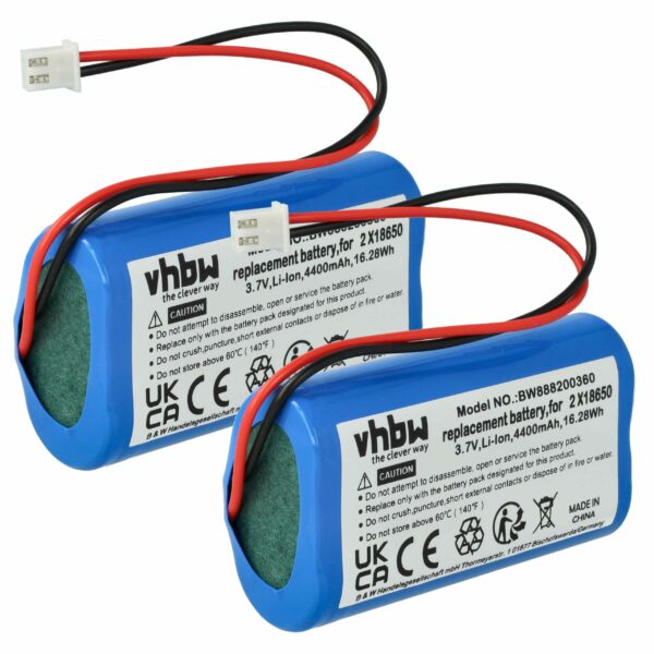 2x Bateria vhbw para Sigor Nuindie, Numotion, Villeroy & Boch Seoul 2.0, Zafferano Poldina - 4400 mAh 3.7 V Li-Ion