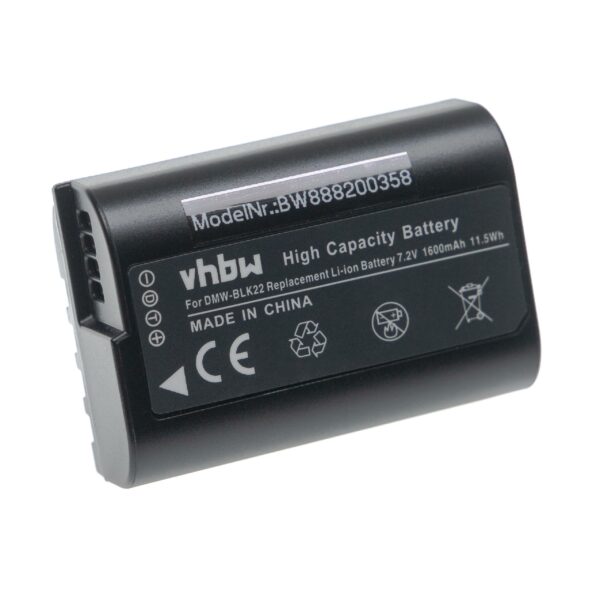 Bateria vhbw para Panasonic DMW-BLK22 1600mAh 7.2V Li-Ion