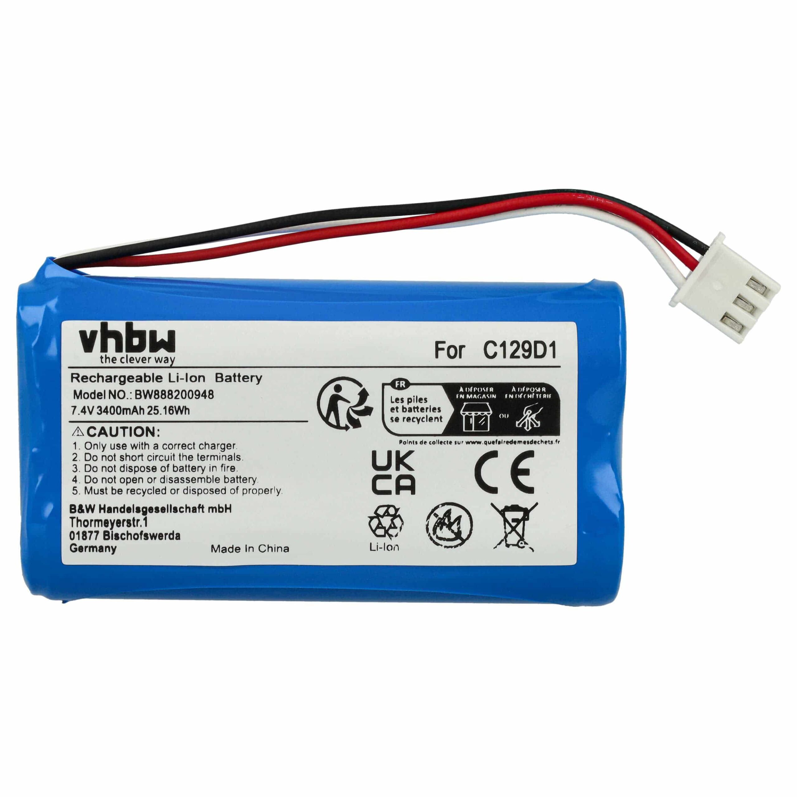 Bateria de substituição vhbw para Bang & Olufsen BeoPlay P6 - Li-Ion 3400 mAh - Image 3