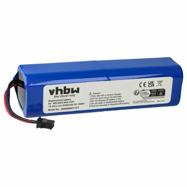 Bateria vhbw 6400mAh 14.4V Li-Ion para Proscenic M7 Pro, M8 Pro, Lydsto R1, Roidmi Eve Plus e outros