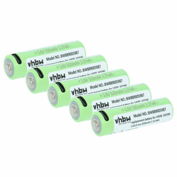 Bateria vhbw 14500 para Lanternas Ledlenser - 0.92 Ah 3.6V Li-Ion (Pack 5 unidades)