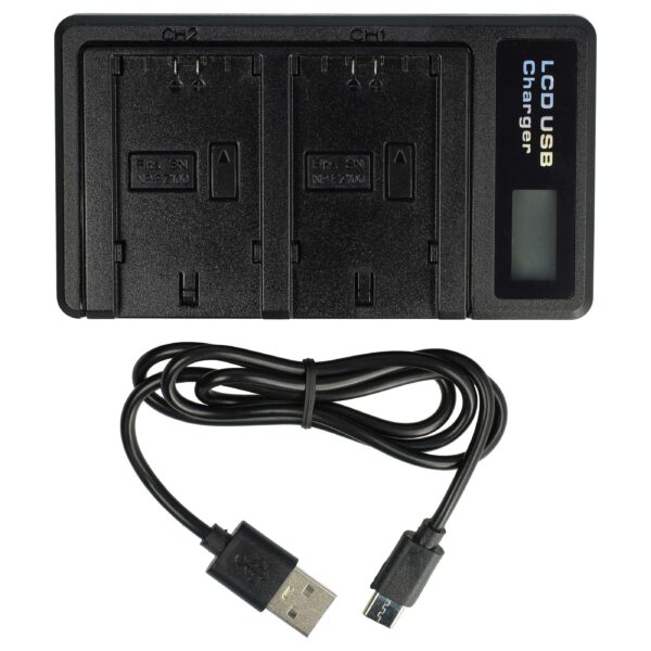 Carregador de Baterias Micro-USB + USB-C vhbw para Câmaras Sony (substitui BC-QZ1)