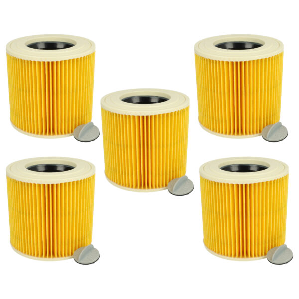 Filtro cartucho vhbw 5x para aspirador TackLife e Kärcher 6.414-789.0, amarelo/castanho