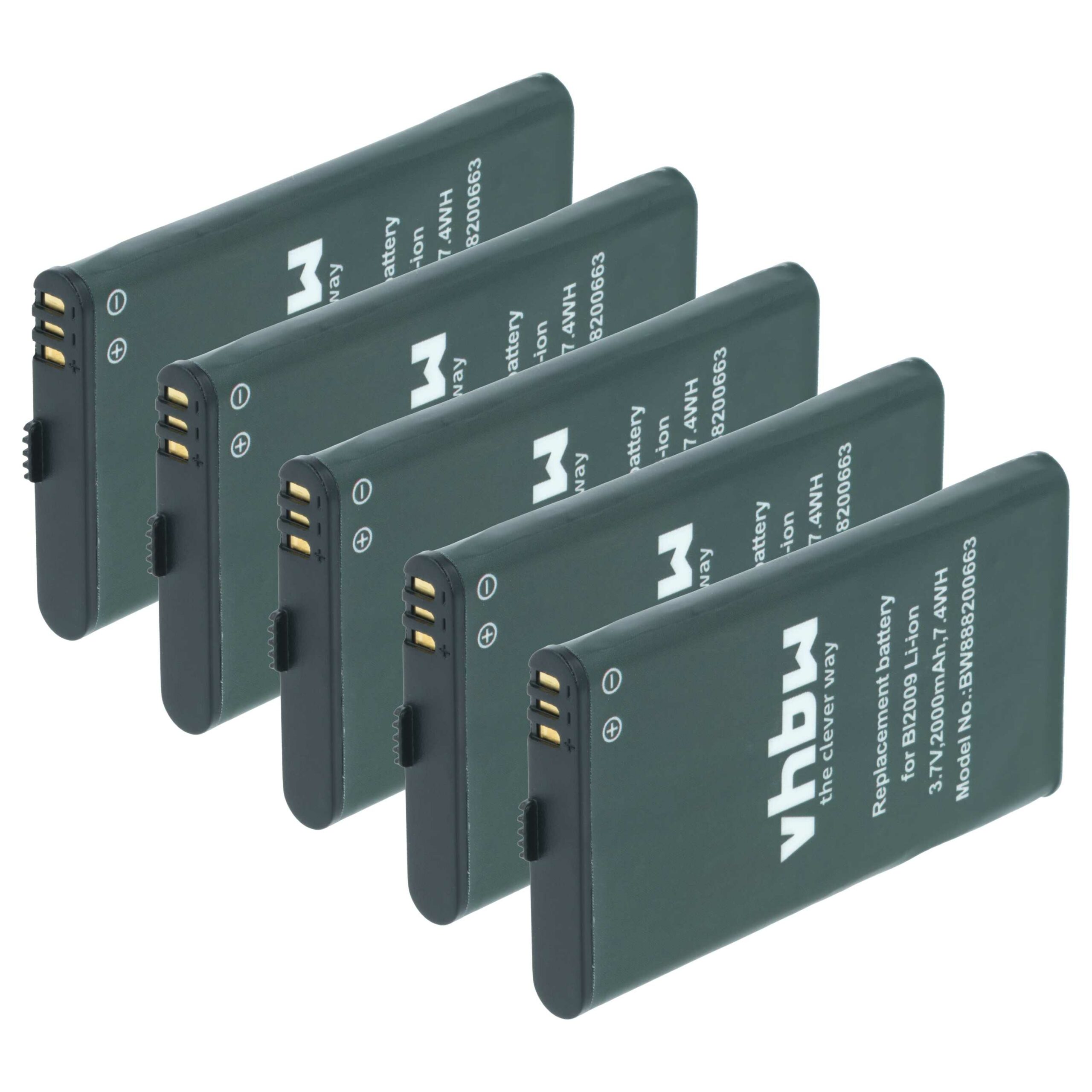Bateria vhbw 5x para rádio Hytera BL2009 - 2000 mAh 3.7 V Li-Ion