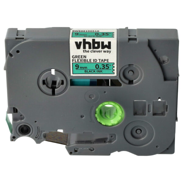 Fita de Etiquetas Compatível Brother TZ-FX721 - 9 mm Preto sobre Verde Flexível