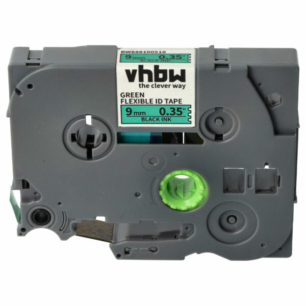 Fita de Etiquetas Compatível Brother TZ-FX721 - 9 mm Preto sobre Verde Flexível