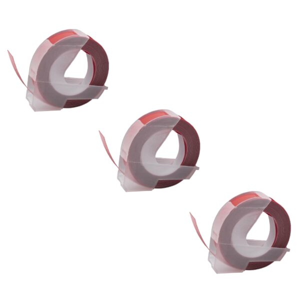 Pack 3x Fita de Etiquetas 3D vhbw compatível com Dymo 520102, S0898150 - 9 mm Branco sobre Vermelho