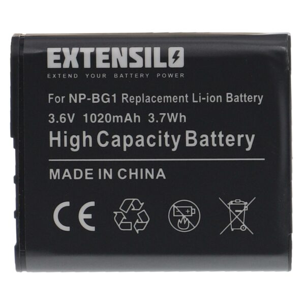 Bateria EXTENSILO compatível com Sony NP-BG1, NP-FG1 - 1020mAh, 3.6V, Li-Ion