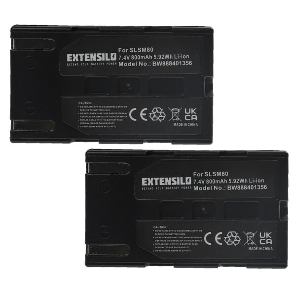 Bateria 2x EXTENSILO para Câmara Samsung SB-LSM80, SB-LSM320 - 800 mAh 7.4 V Li-Ion