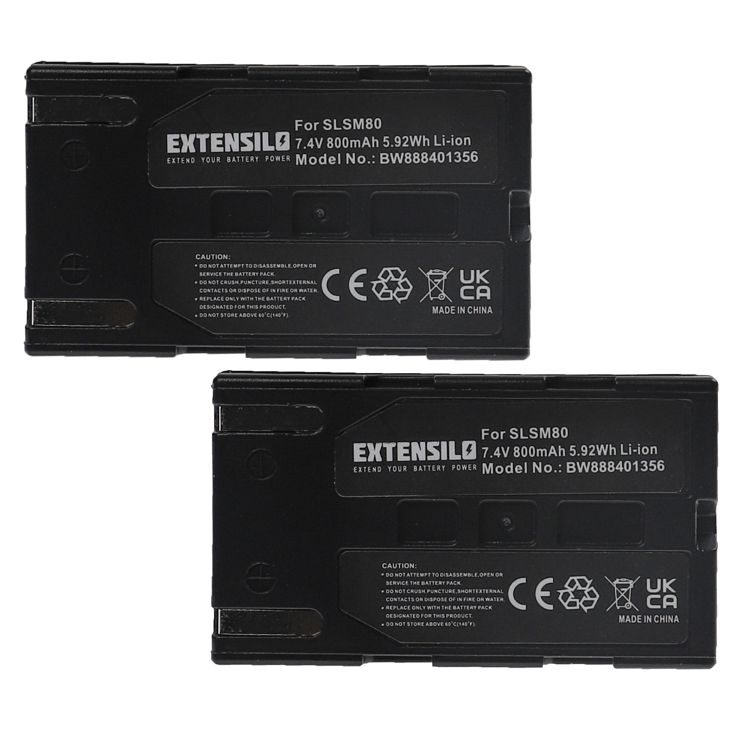 Bateria 2x EXTENSILO para Câmara Samsung SB-LSM80, SB-LSM320 - 800 mAh 7.4 V Li-Ion