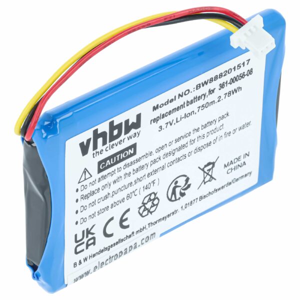 Bateria GPS compatível com Garmin 361-00056-00, 361-00045-00, 1ICP5/34/45, 1ICP4/34/5, 361-00056-08 - 750mAh, 4.2V