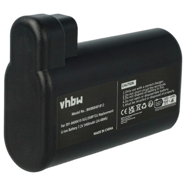 Bateria vhbw para Electrolux AEG S91-0400410-SU2, OSBP72LI - 3400mAh, 7.2V, Li-Ion