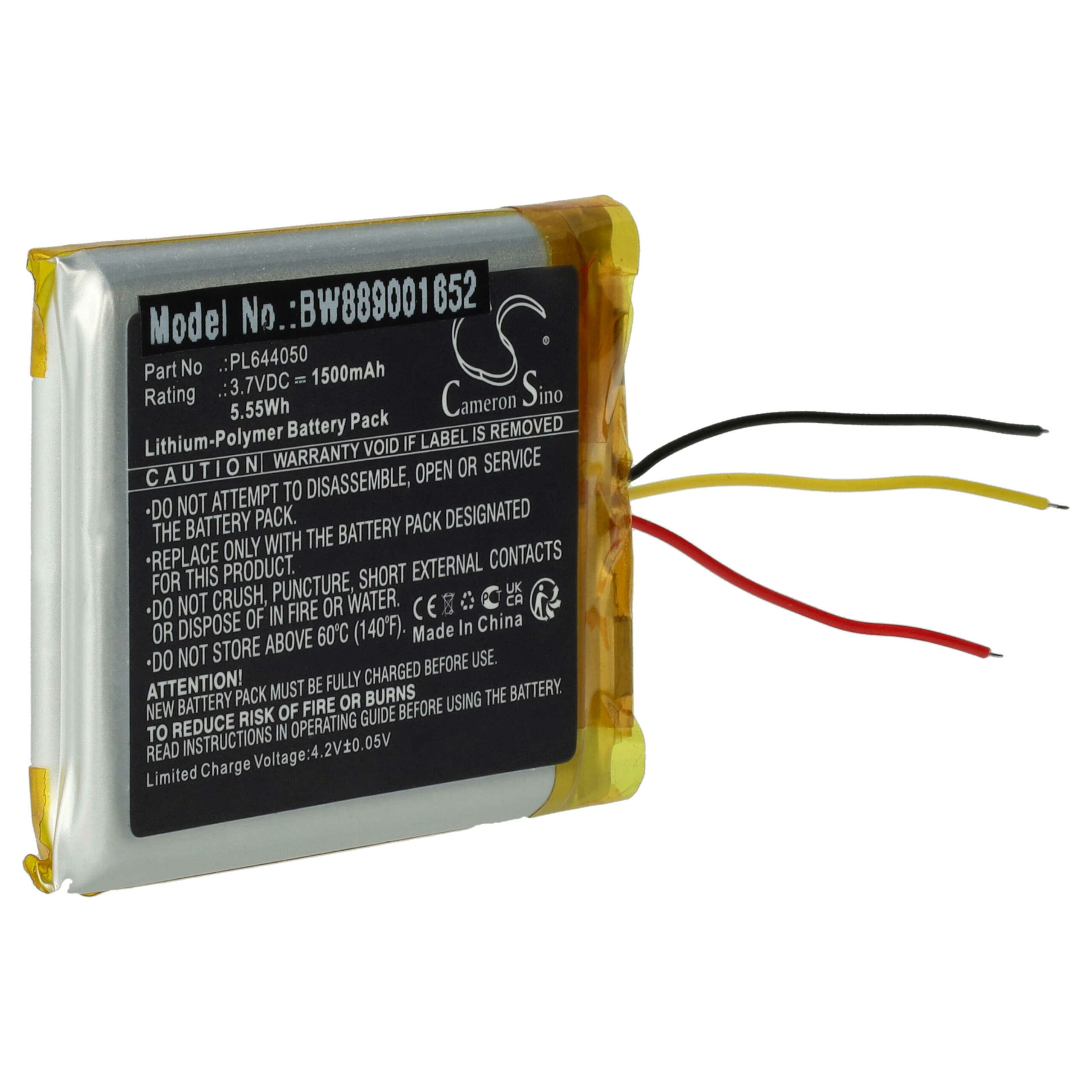 Bateria de substituição para auscultadores sem fio HyperX - vhbw 1500 mAh 3.7 V Li-polymer - Image 3