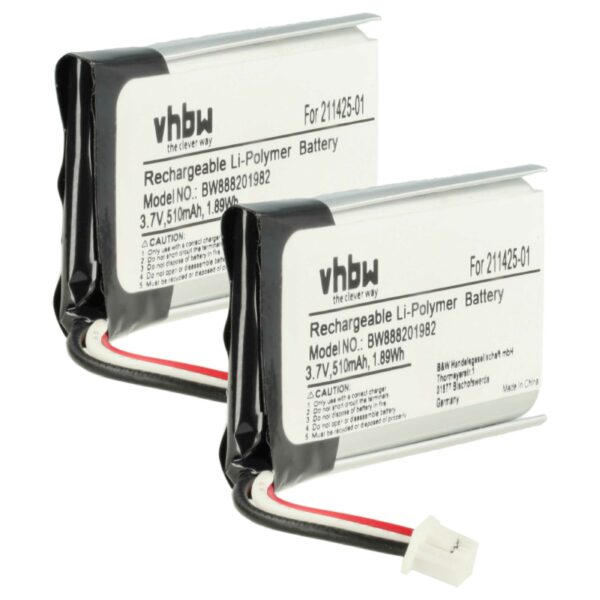 Bateria vhbw para Auscultadores Sem Fios Plantronics 211425-01, 202555-01 - 510 mAh 3.7 V Li-Po