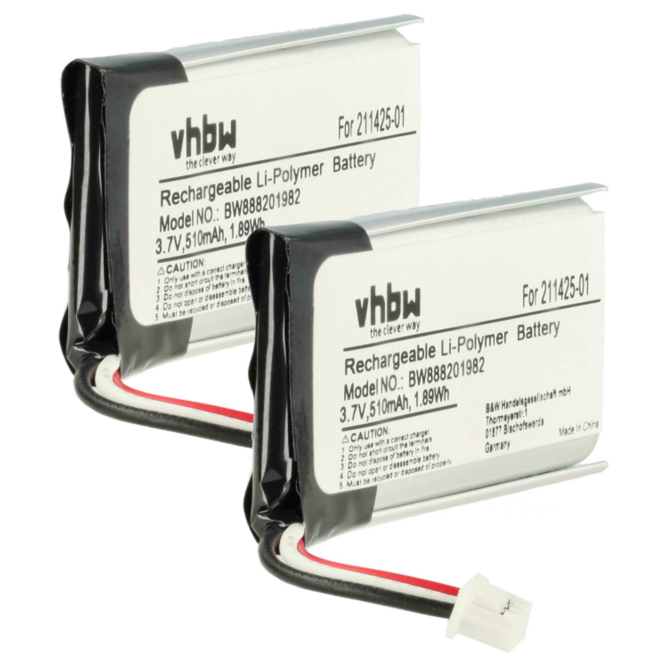 Bateria vhbw para Auscultadores Sem Fios Plantronics 211425-01, 202555-01 - 510 mAh 3.7 V Li-Po