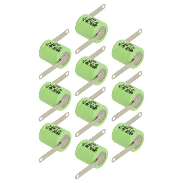 10x Bateria Tipo Botão 1/3AA para Modelismo e Lâmpadas Solares - 300 mAh 1.2 V NiMH vhbw