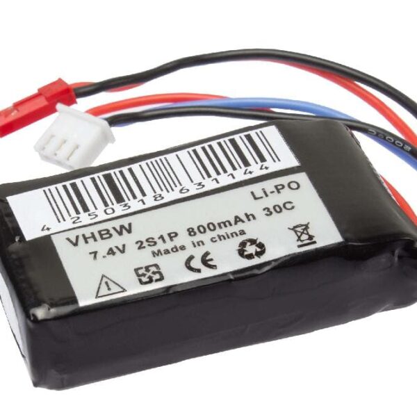 Bateria vhbw 800 mAh 7.4V Li-polymer para Veículos Telecomandados - Conector JST-SYP-2P