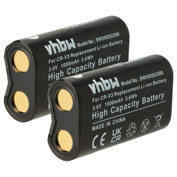 2x Bateria substitui RV3, RCR-V3, LB01, LB-01, CR-V3P, CR-V3 - 1000mAh, 3.6V, Li-Ion vhbw