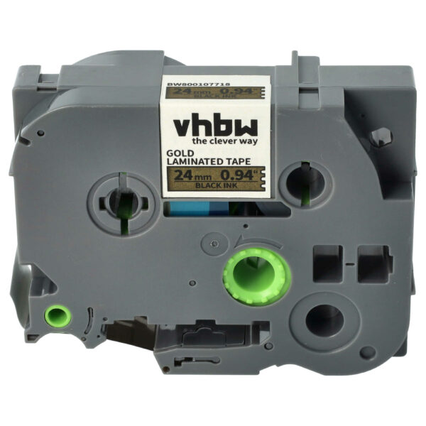 Fita de Etiquetas vhbw Substitui Brother TZE-851, TZ-851 - 24 mm Preto sobre Dourado