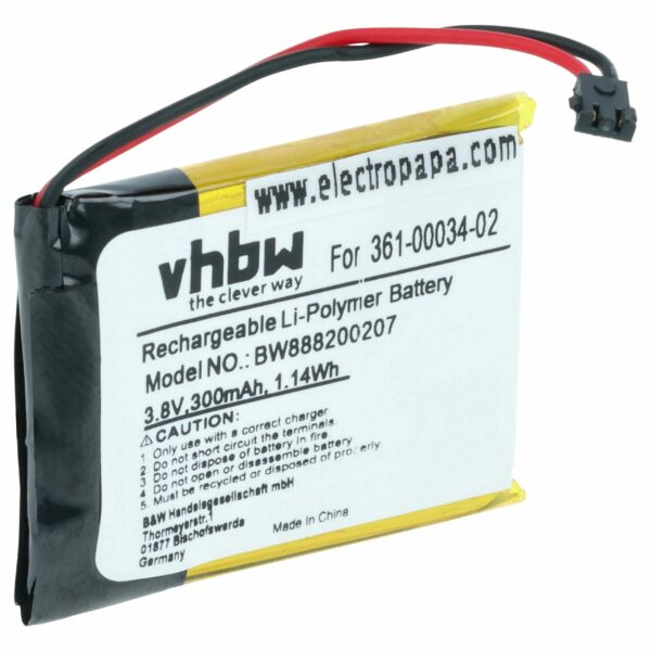 Bateria vhbw para Smartwatch Garmin 361-00034-02 - 300 mAh 3.7 V Li-polímero