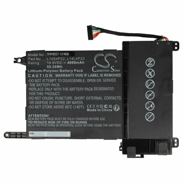 Bateria vhbw para Lenovo - 4000 mAh, 14.8 V, Li-polímero (L14M4P23, L14L4P23, L14S4P22)