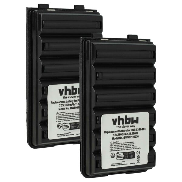 Bateria vhbw 1600 mAh 7.2V NiMH para Rádios Yaesu Vertex FNB-64H, FNB-57, FNB-64, FNB-83