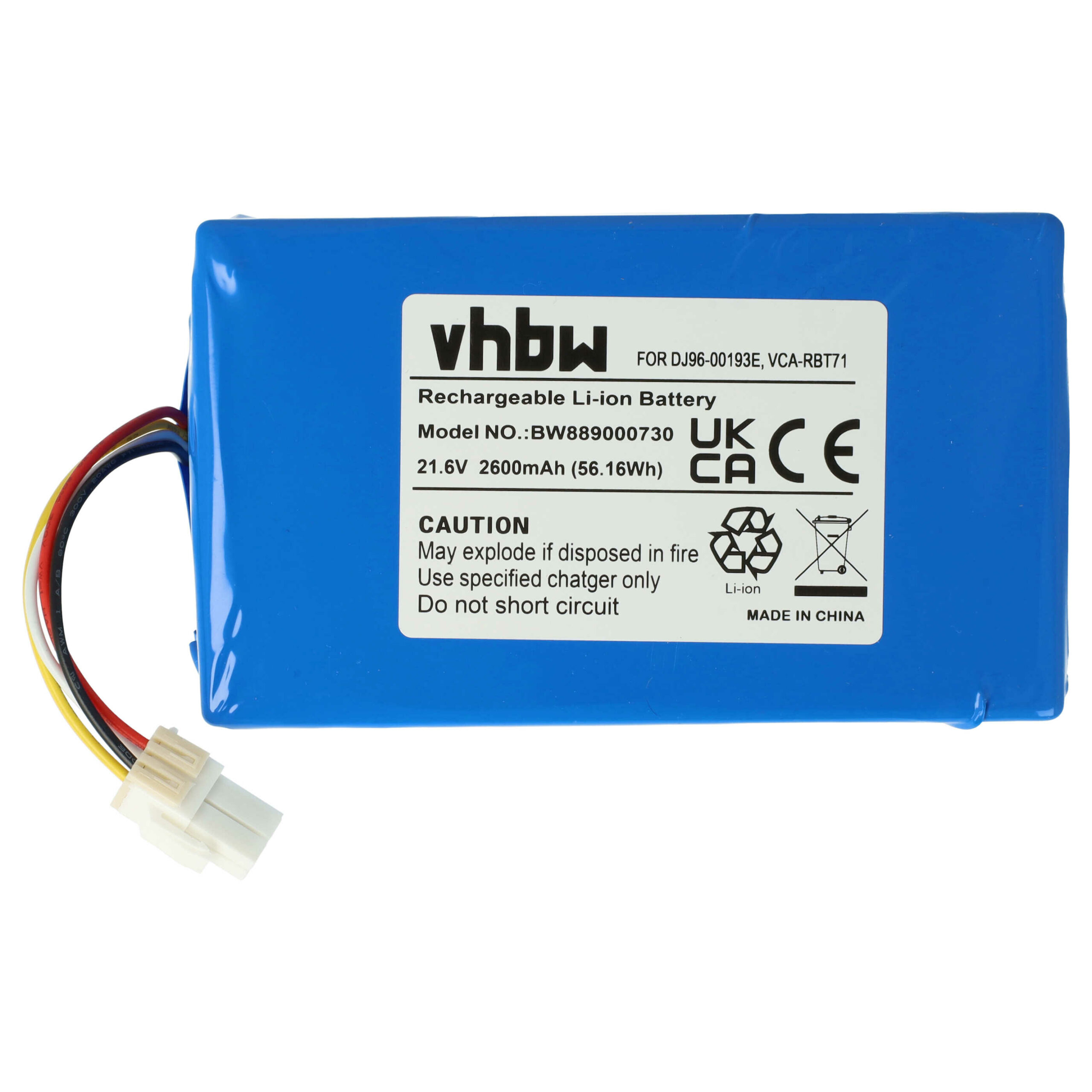 Bateria de substituição vhbw para Samsung VCA-RBT71, DJ96-00193E, DJ96-00202A, DJ96-00193C – 2600mAh, 21.6V, Li-Ion