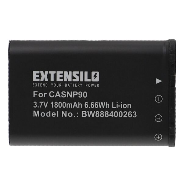 Bateria EXTENSILO para Casio NP-90 / NP-90DBA - 1800mAh, 3.7V, Li-Ion