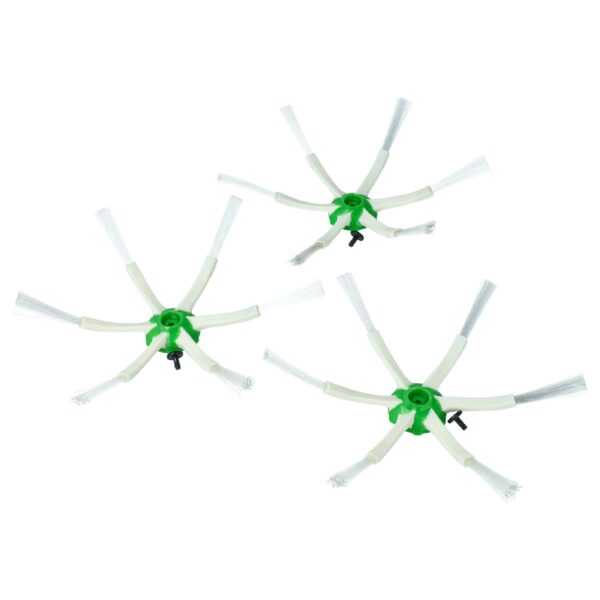 Conjunto de 3 Escovas Laterais vhbw para iRobot Roomba i7, i7+, e5, e6 - 6 Braços, Branco e Verde