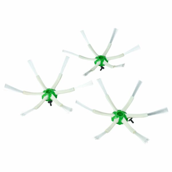 Conjunto de 3 Escovas Laterais vhbw para iRobot Roomba i7, i7+, e5, e6 - 6 Braços, Branco e Verde