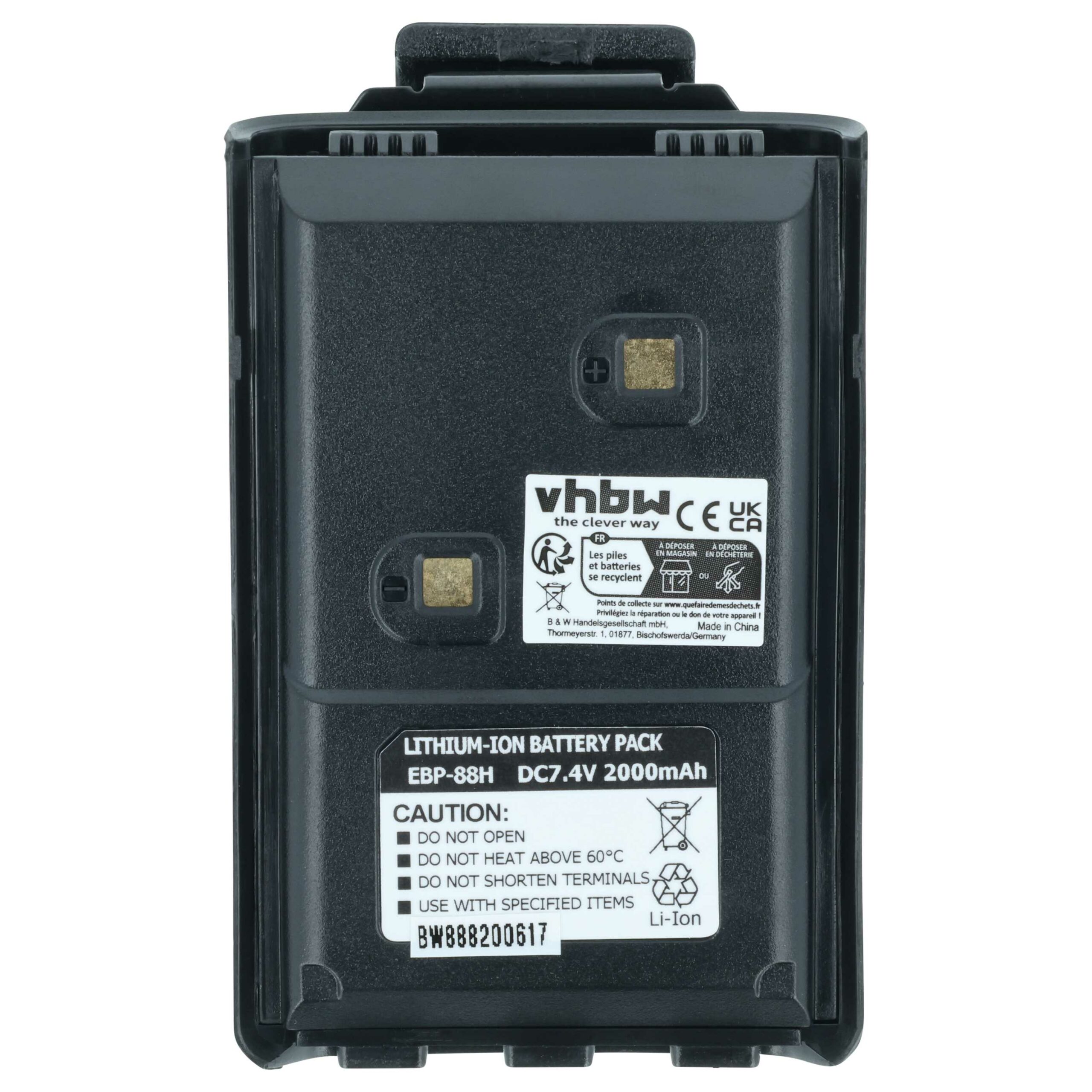 Bateria vhbw para Rádio Alinco EBP-88, EBP-88H - 2000 mAh 7.4 V Li-Ion com Clip - Image 3