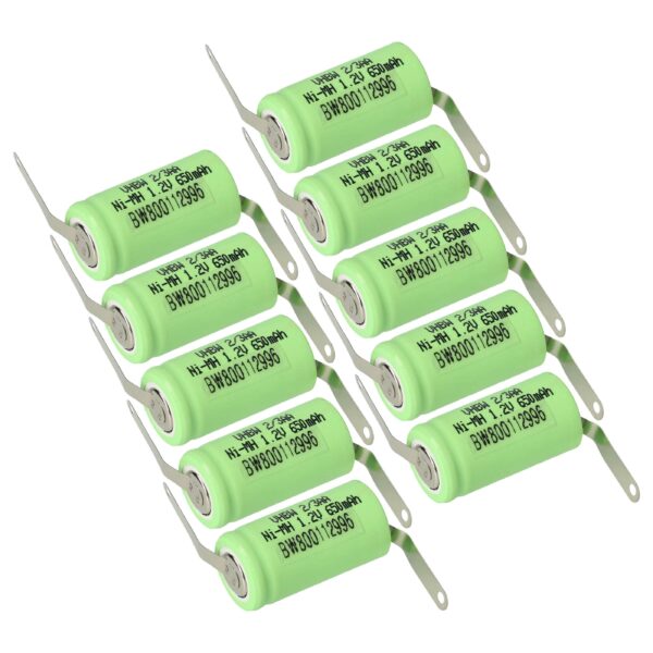 Bateria NiMH vhbw 2/3AA 650 mAh 1.2V - Pack 10 unidades para Modelos de Controlo Remoto