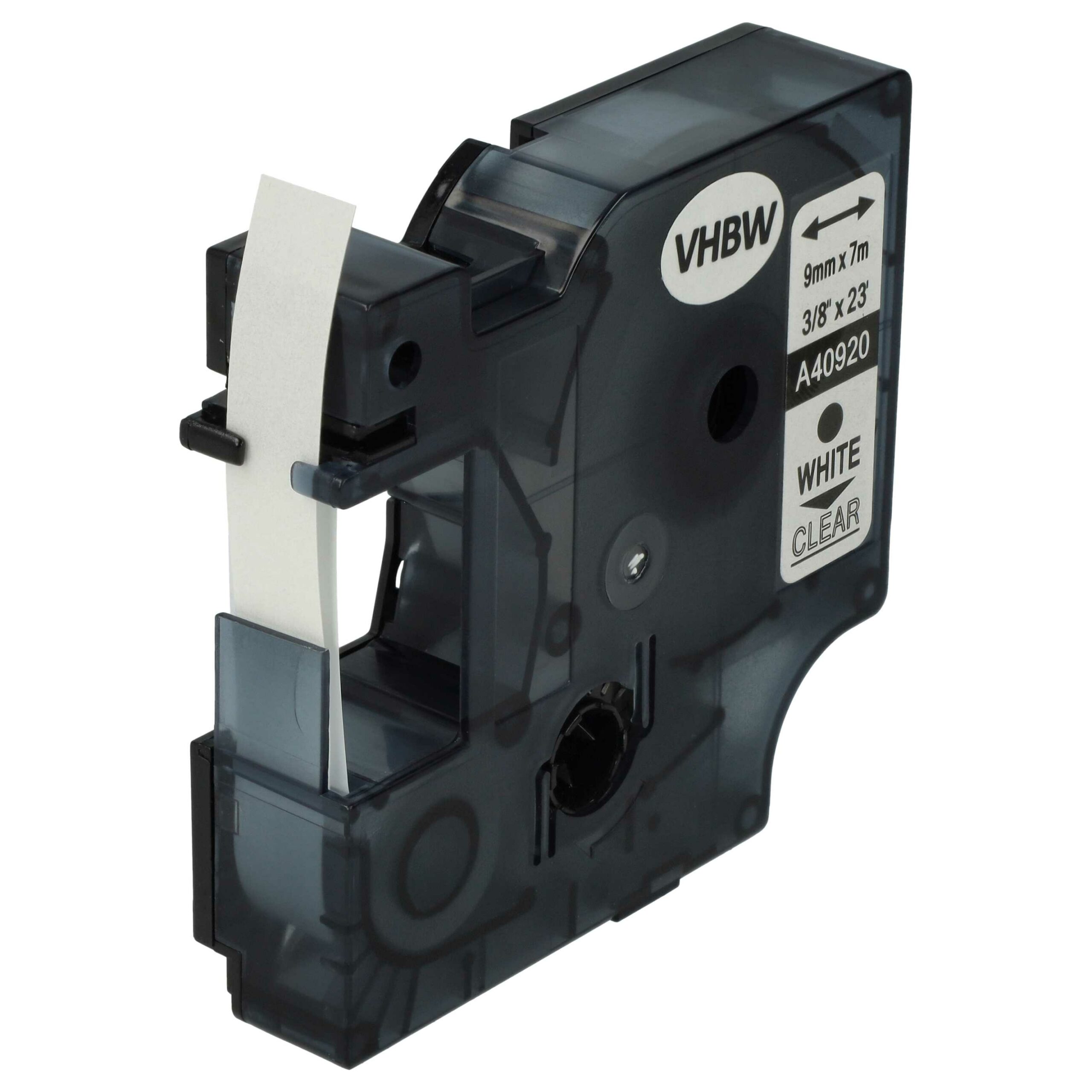 Fita de Etiquetas compatível com Dymo D1 40920 - 9 mm Branco sobre Transparente