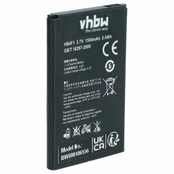Bateria para Router Móvel vhbw substitui HB4F1, BLT005, C634104130T, HWBAF1, B5765620003, BL161 - 1500 mAh 3.7 V Li-Ion